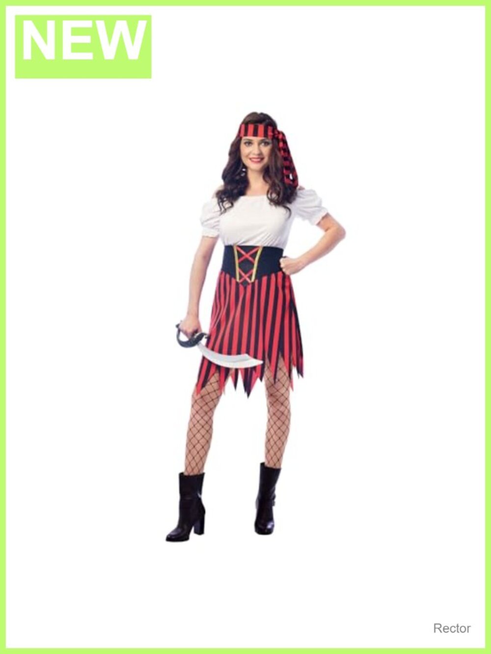 Women's Pirate Costume Dress with Belt & Headpiece Modest Halloween Outfit